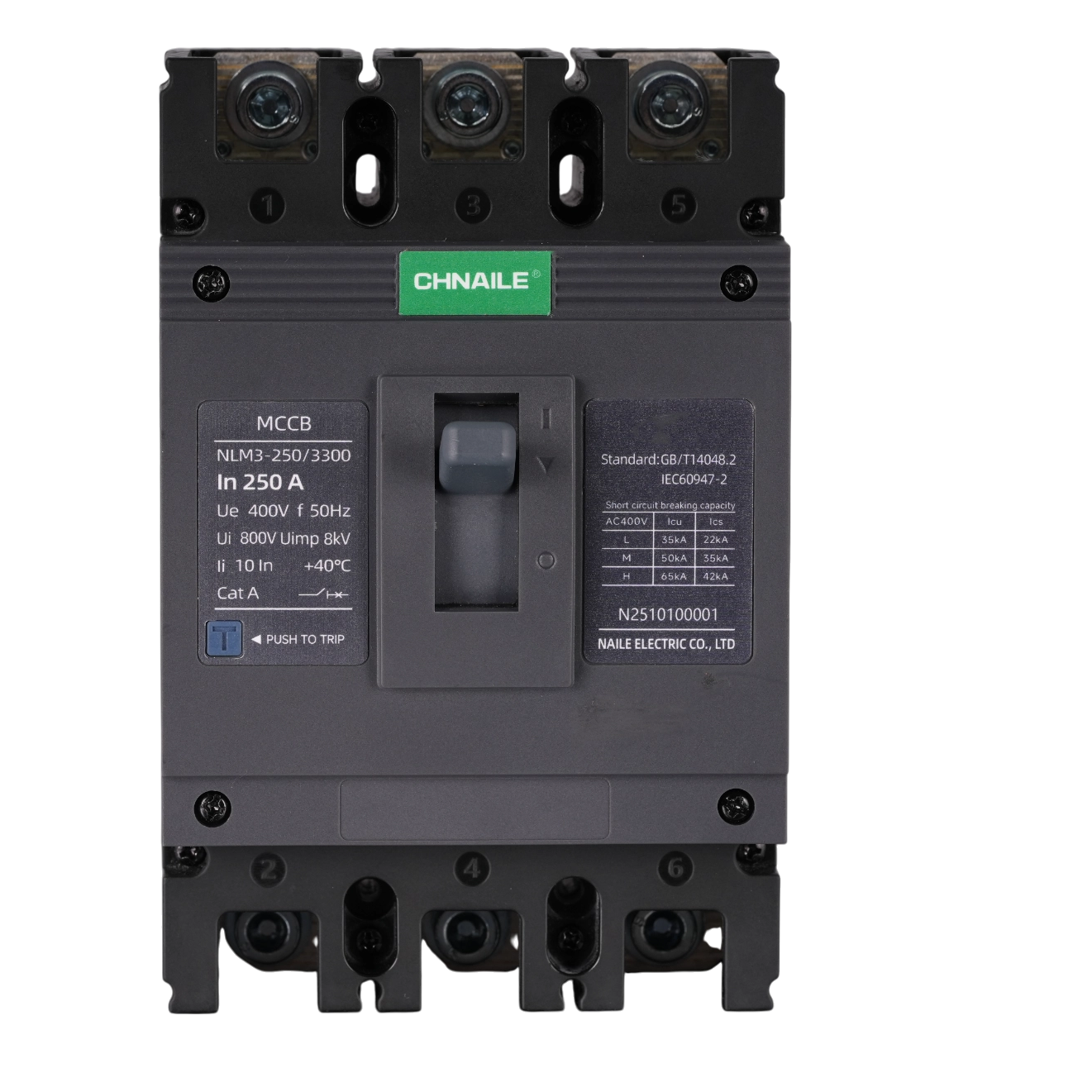 Heavy-Duty 3P AC Molded Case Circuit Breaker 250A 65kA for Automotive Plants & Foundries