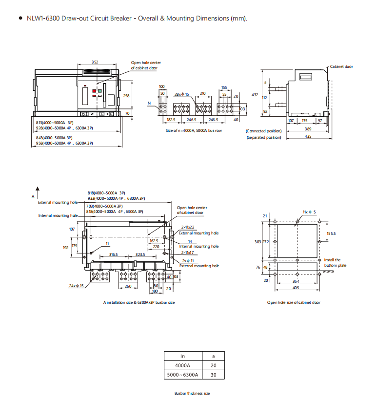 6300A Draw-out Air Circuit Breaker: Dimensions and Specifications
